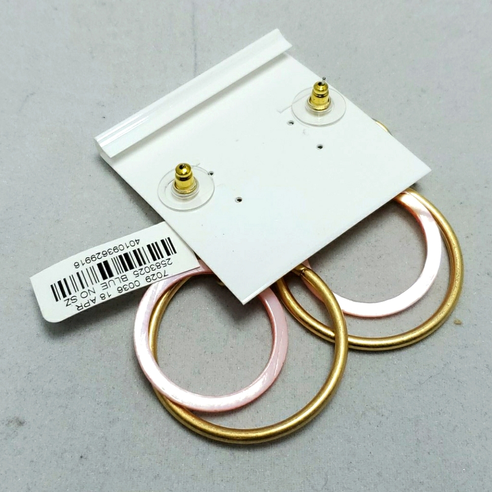 Neiman marcus dangle earrings gold pink - Picture 2 of 3